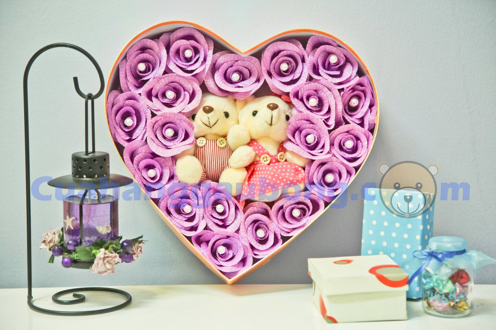 Gấu bông giá sỉ - Chinh phục trái tim nàng bằng hộp hoa gấu bông